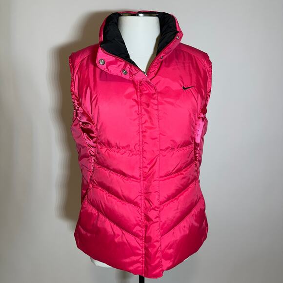 Nike Reversible Pink/Black Duck Down Puffer Vest Training Womens Large 12-14 L - Picture 1 of 12